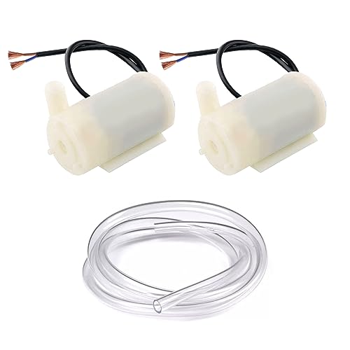 Mini Wasserpumpe 3V, Micro Motorpumpe DC 3V, 2PCS Mini Tauchpumpe 3V, Motorpumpe Wasserpumpen DC 3V, Mini-Micro-Tauchmotor, Mini Water Pump Submersible, 3M PVC Schlauch Für Aquarium, Micro Wasserpumpe