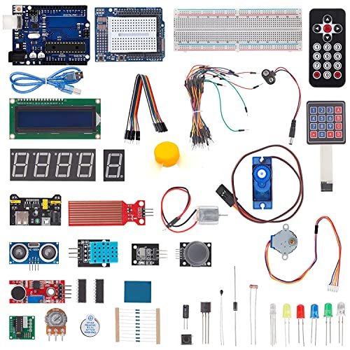 AZDelivery Elektronik Super Starter Kit Mikrocontroller Board, Stromversorgungsmodul, Servo-, Schritt- und Gleichstrommotoren Sensor Kit kompatibel mit Arduino, einschließlich E-Book!