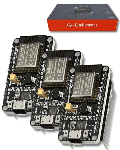 AZDelivery 3 x NodeMCU Amica Modul V2 ESP8266 ESP-12F WiFi - Node MCU ESP 8266 WiFi Development Board mit CP2102 kompatibel mit Arduino - inklusive Installationsanleitung als E-Book