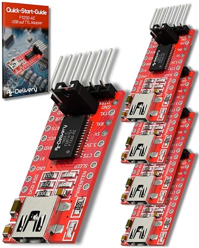 AZDelivery Kompatibel mit FT232RL USB zu TTL Serial Adapter für 3,3V und 5V kompatibel mit Arduino inklusive E-Book!