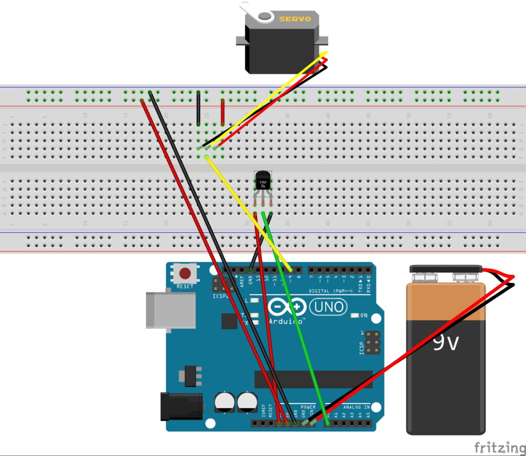 Arduino Projekt Aufbau Steckplatine Analog-Thermometer