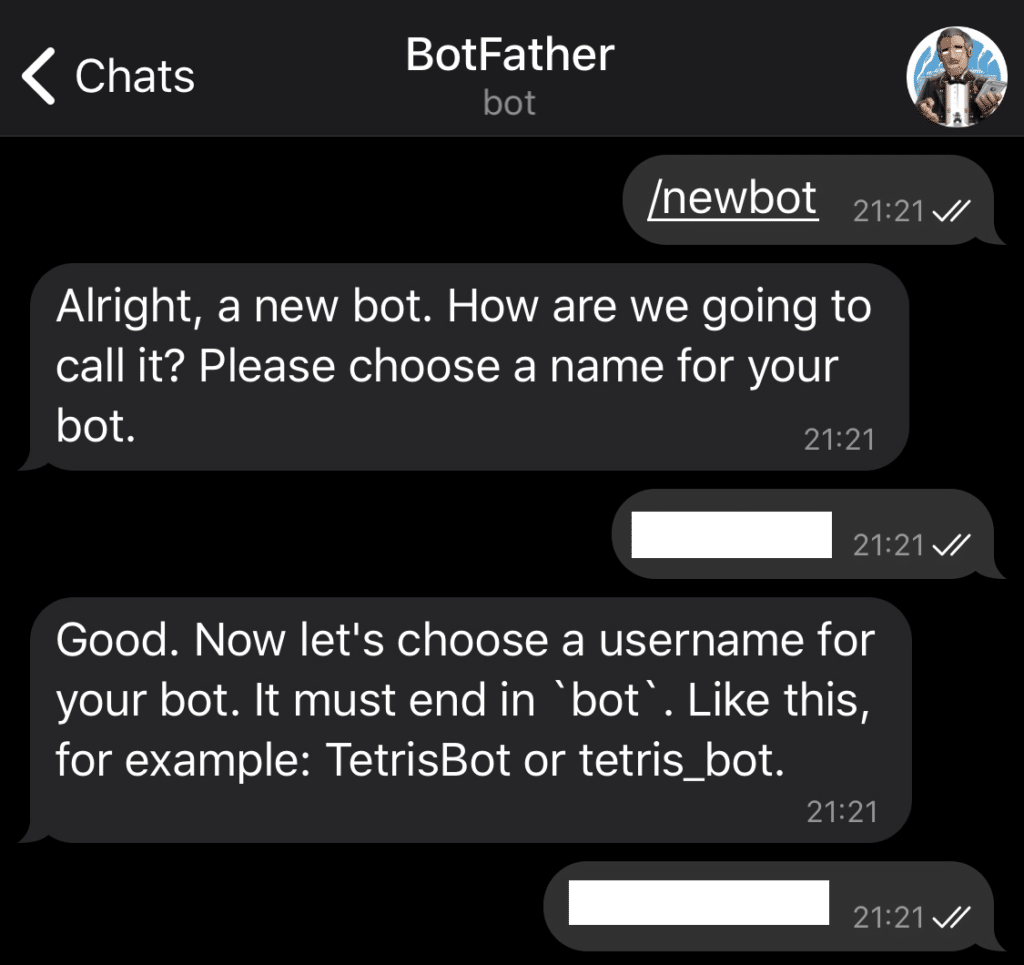 Einen neuen Bot in Telegram erstellen