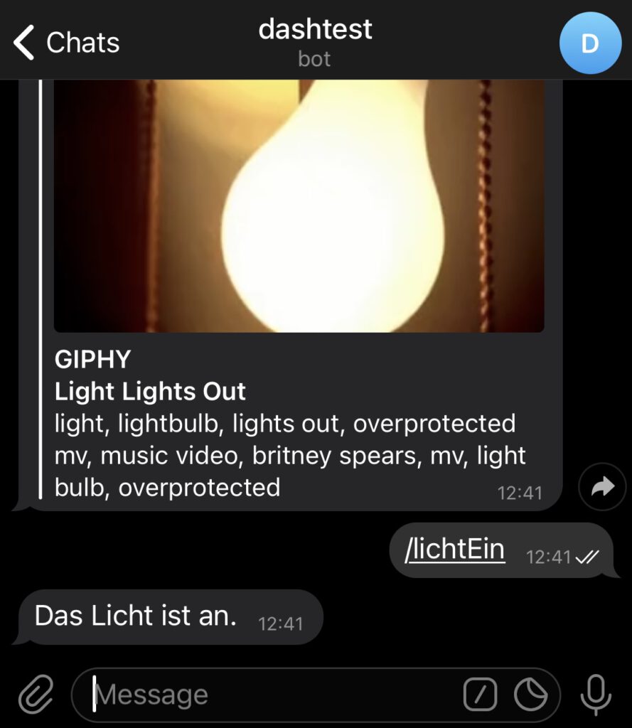 Licht einschalten mit Telegram