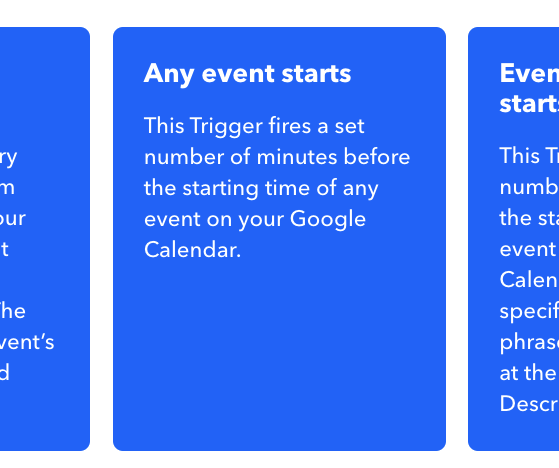 Any event starts in IFTTT