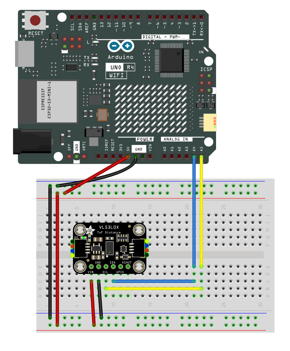 Anschluss des VL53L0X am Arduino UNO
