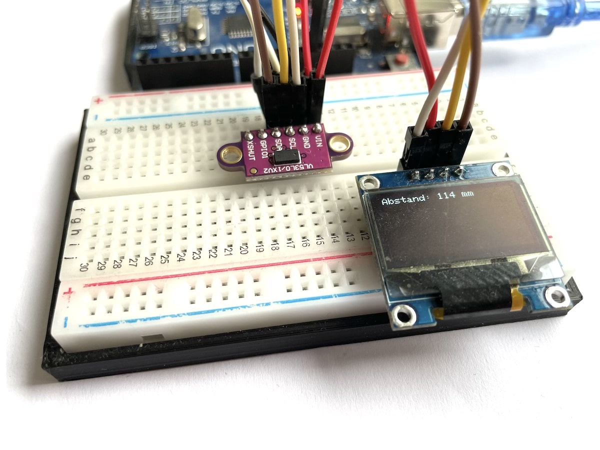 VL53L0X mit OLED-Display am Arduino