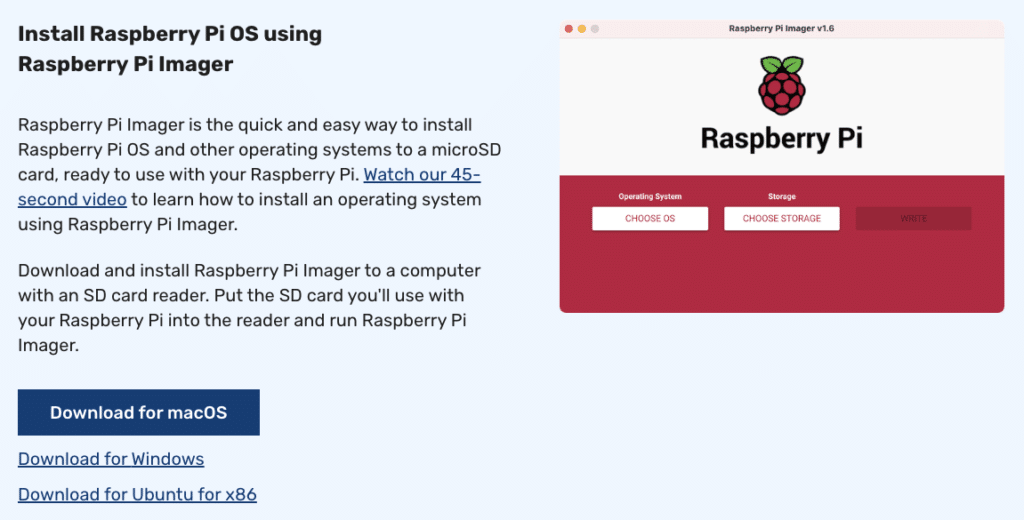 Download-Screen Raspberry Pi Imager