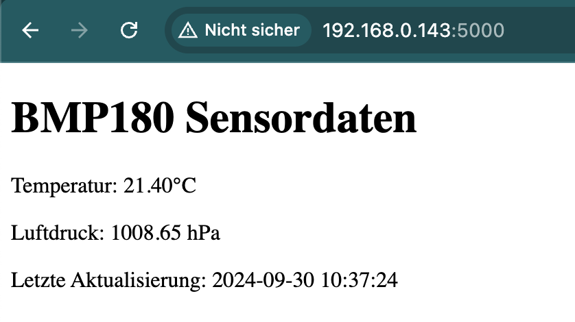 Temperatur und Luftdruck auf dem Raspberry Pi Webserver