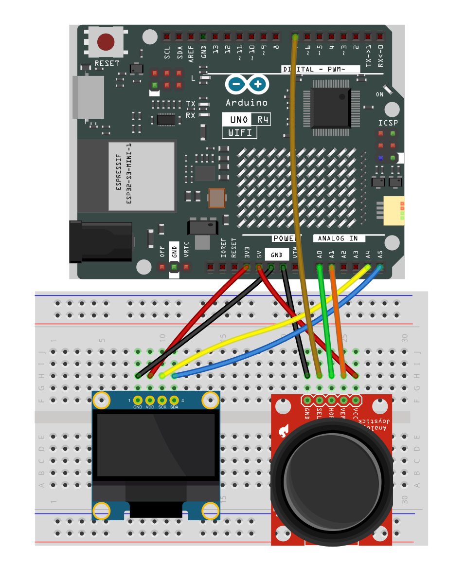 Aufbau von Snake mit dem Arduino UNO, OLED-Disply und Joystick