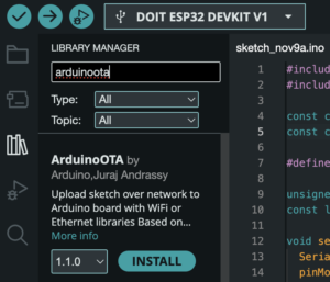 Die Bibliothek ArduinoOTA installieren