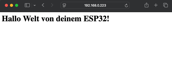 Webseite mit Hallo Welt vom ESP32 Webserver