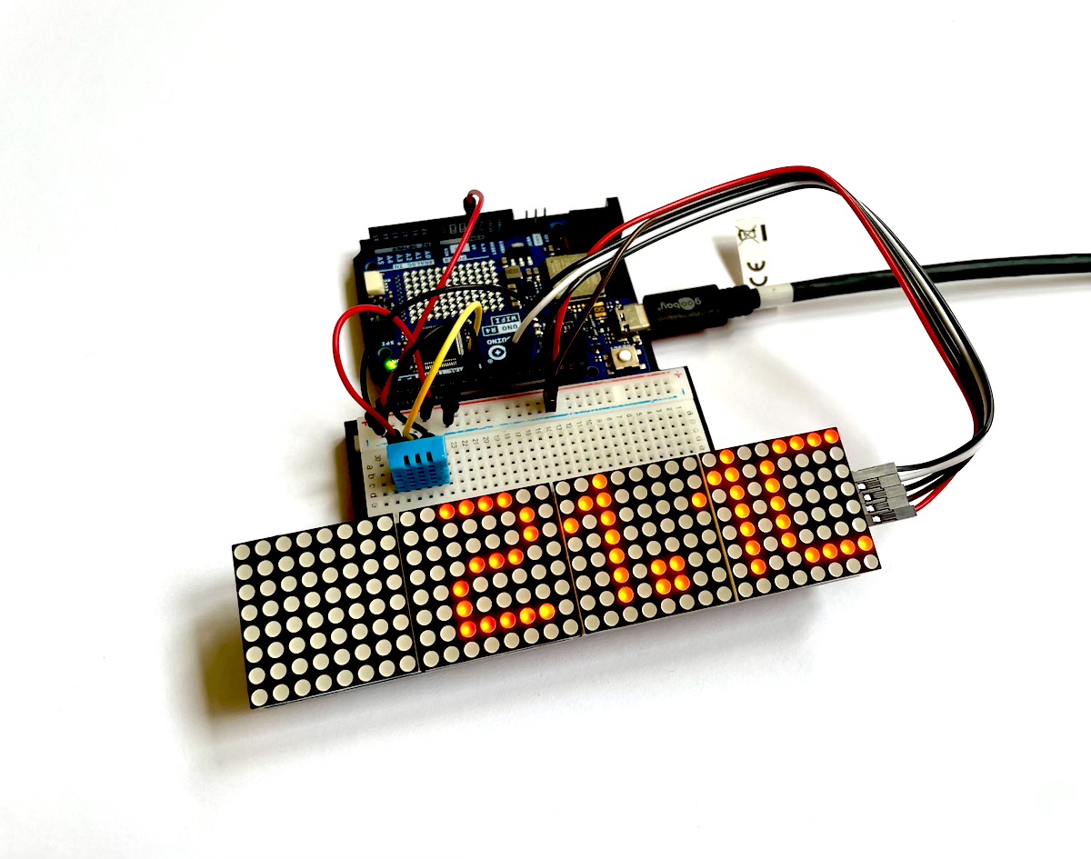 Laufschrift auf einer LED-Matrix am Arduino UNO
