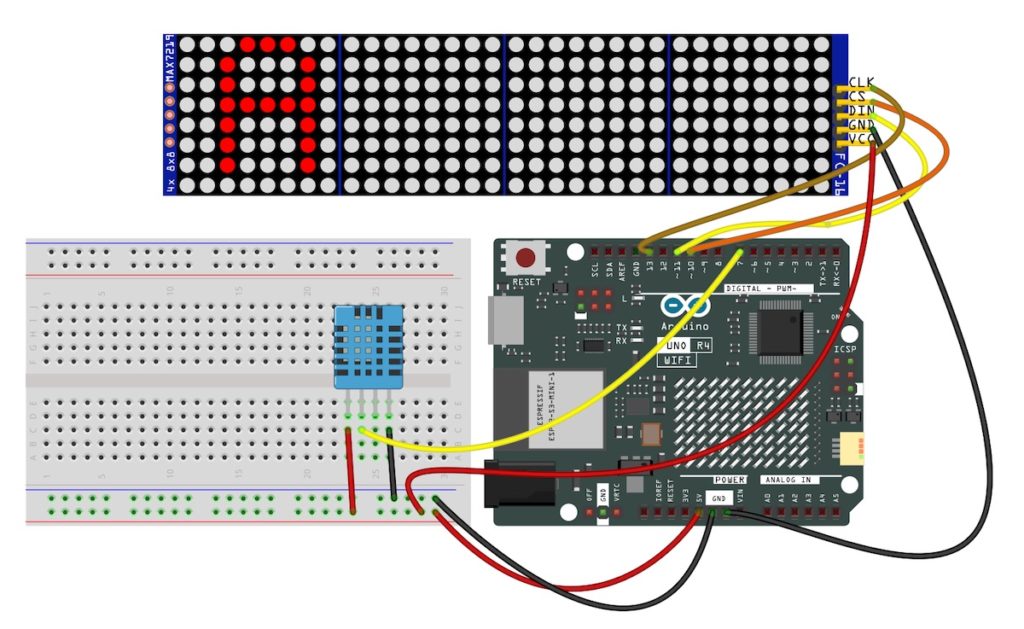 DHT11 und LED-Matrix am Arduino UNO