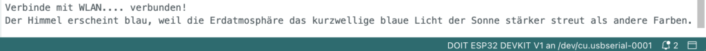 Antwort von ChatGPT im Seriellen Monitor